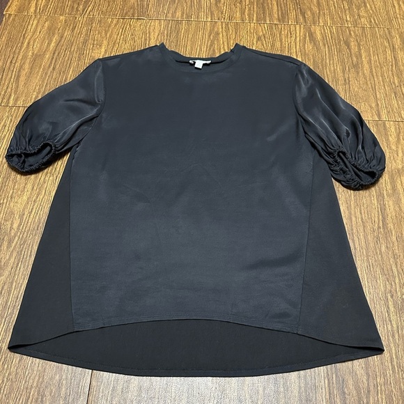 Elegant Black Top Dolman Sleeve‎ Crew Neck Blouse Minimalist Style - Picture 3 of 10